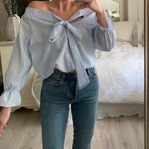 Pin Striped Crop Blouse